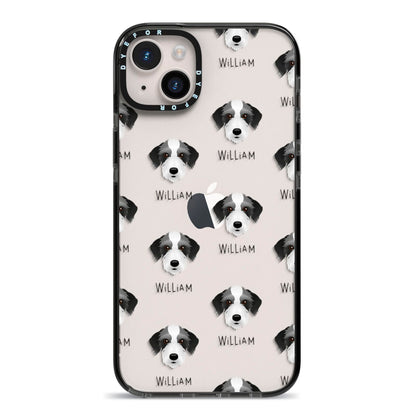 Bedlington Whippet Icon with Name iPhone 14 Plus Black Impact Case on Silver phone