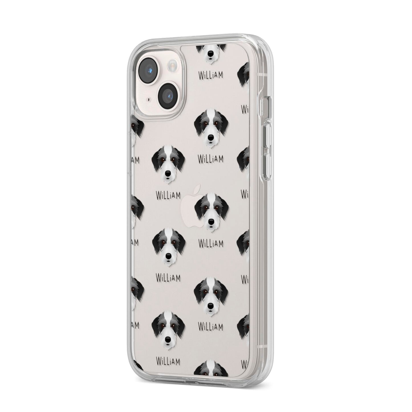 Bedlington Whippet Icon with Name iPhone 14 Plus Clear Tough Case Starlight Angled Image