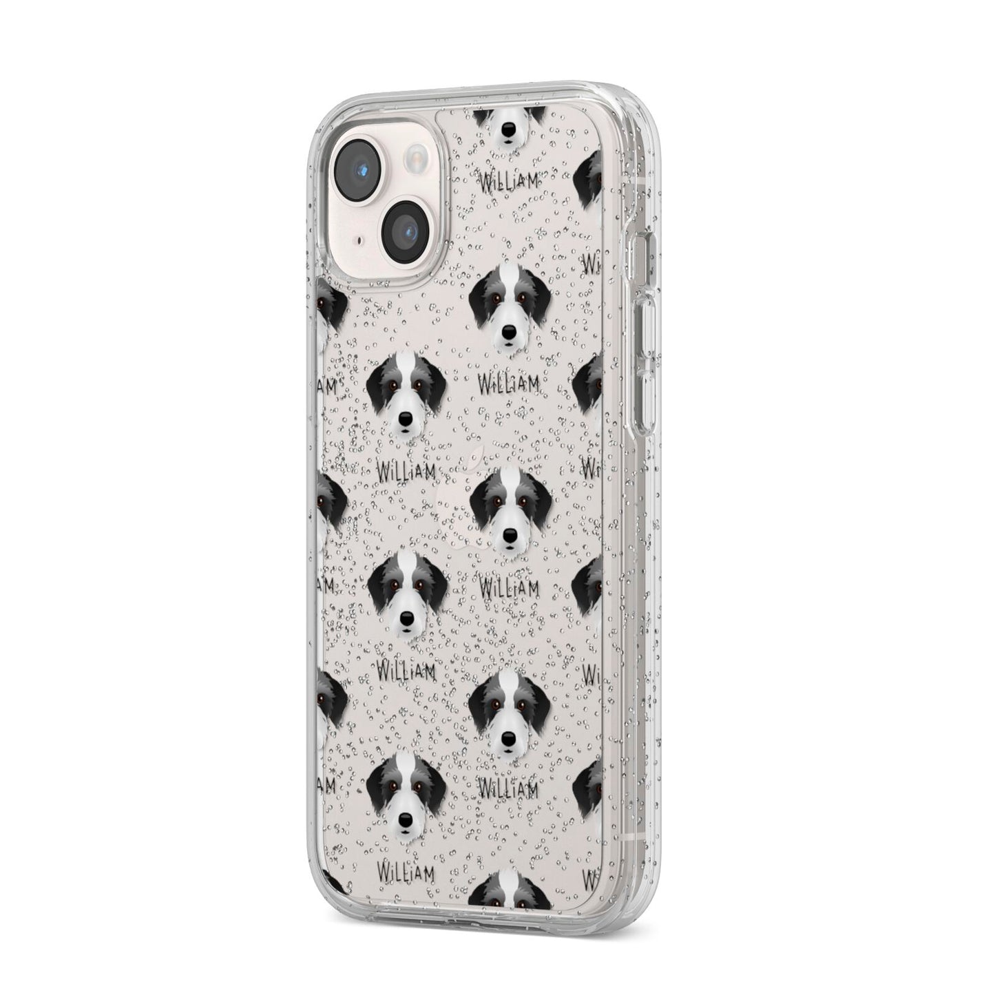 Bedlington Whippet Icon with Name iPhone 14 Plus Glitter Tough Case Starlight Angled Image