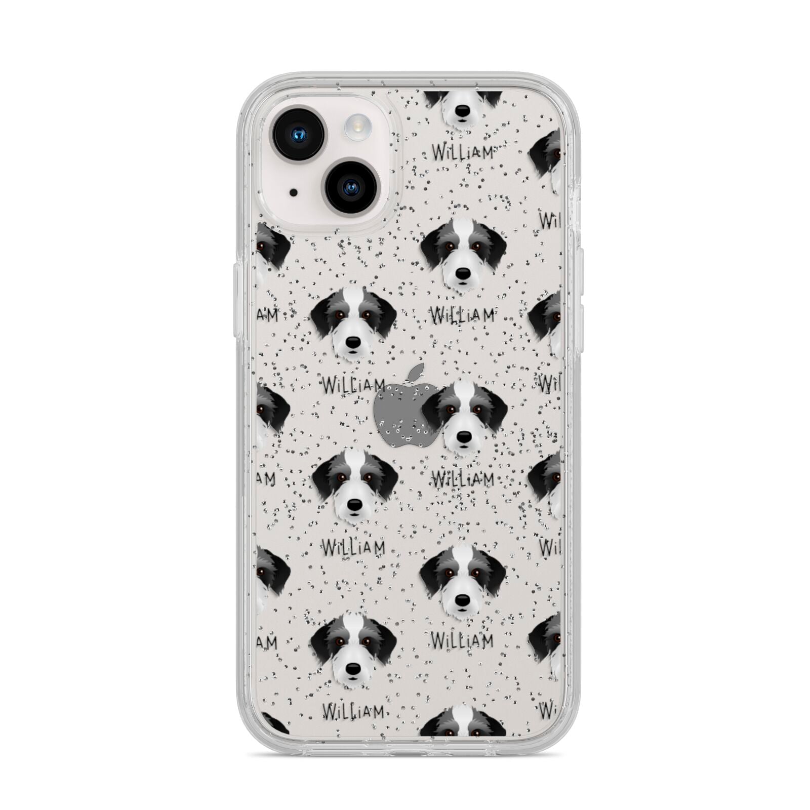 Bedlington Whippet Icon with Name iPhone 14 Plus Glitter Tough Case Starlight