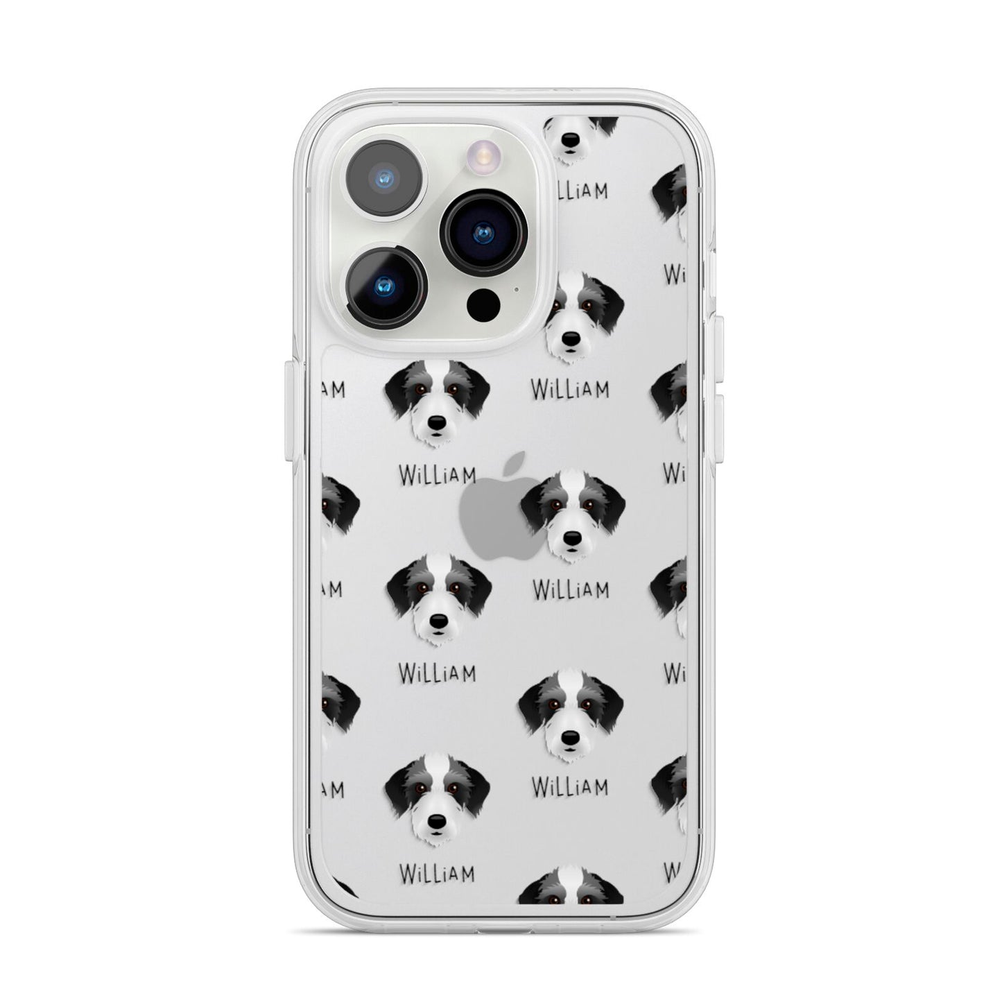 Bedlington Whippet Icon with Name iPhone 14 Pro Clear Tough Case Silver