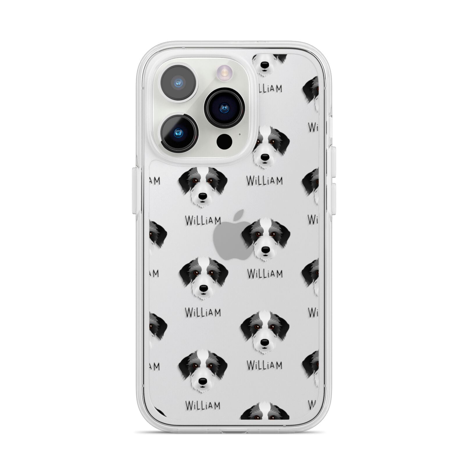 Bedlington Whippet Icon with Name iPhone 14 Pro Clear Tough Case Silver