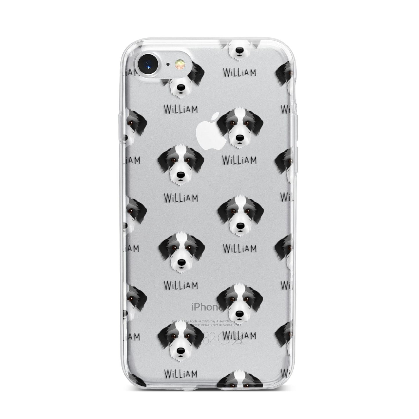 Bedlington Whippet Icon with Name iPhone 7 Bumper Case on Silver iPhone