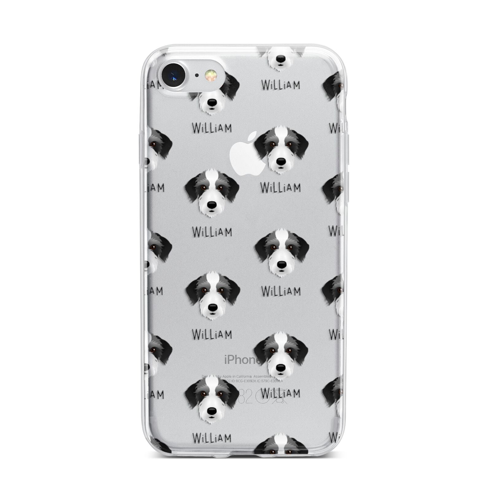 Bedlington Whippet Icon with Name iPhone 7 Bumper Case on Silver iPhone