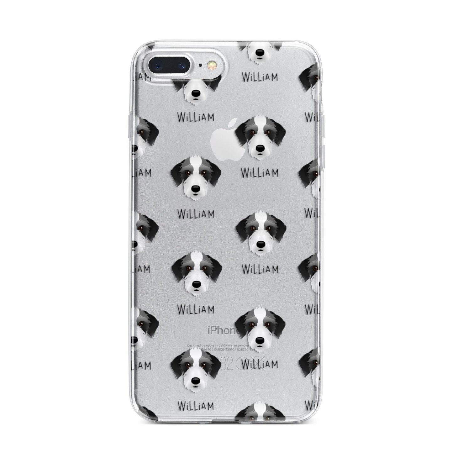 Bedlington Whippet Icon with Name iPhone 7 Plus Bumper Case on Silver iPhone