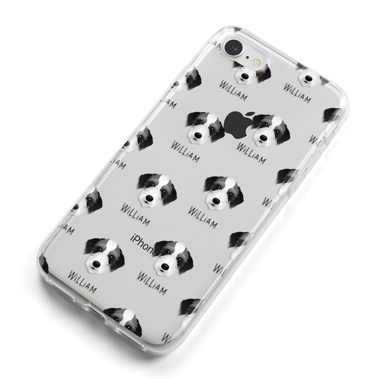 Bedlington Whippet Icon with Name iPhone 8 Bumper Case on Silver iPhone Alternative Image