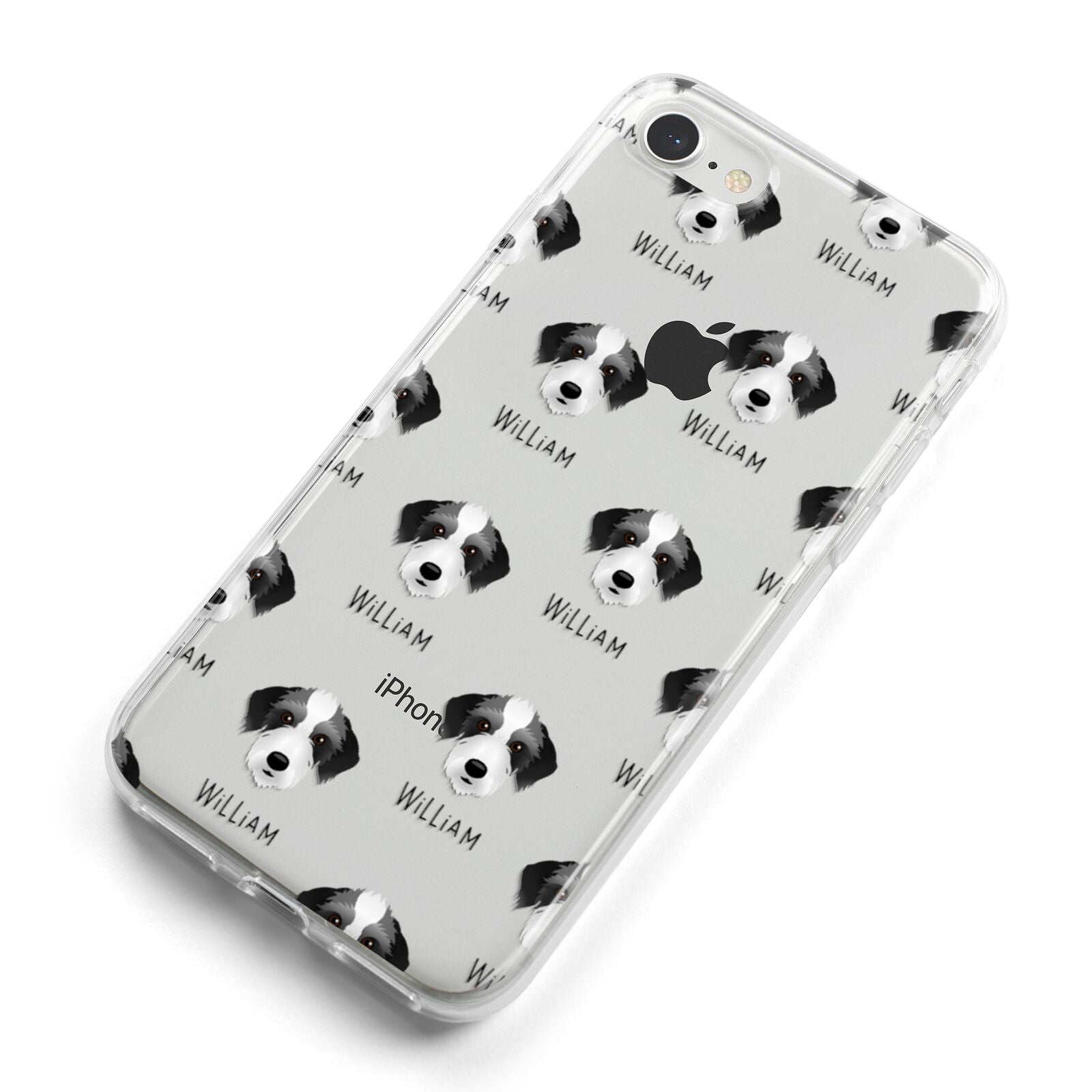 Bedlington Whippet Icon with Name iPhone 8 Bumper Case on Silver iPhone Alternative Image