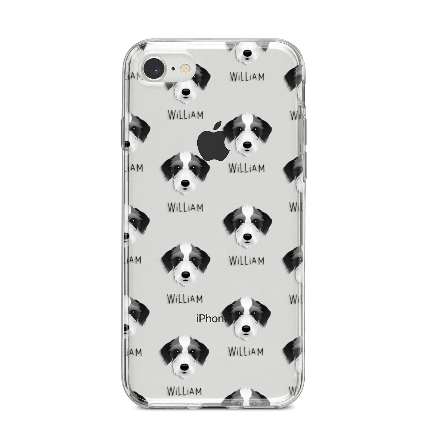 Bedlington Whippet Icon with Name iPhone 8 Bumper Case on Silver iPhone