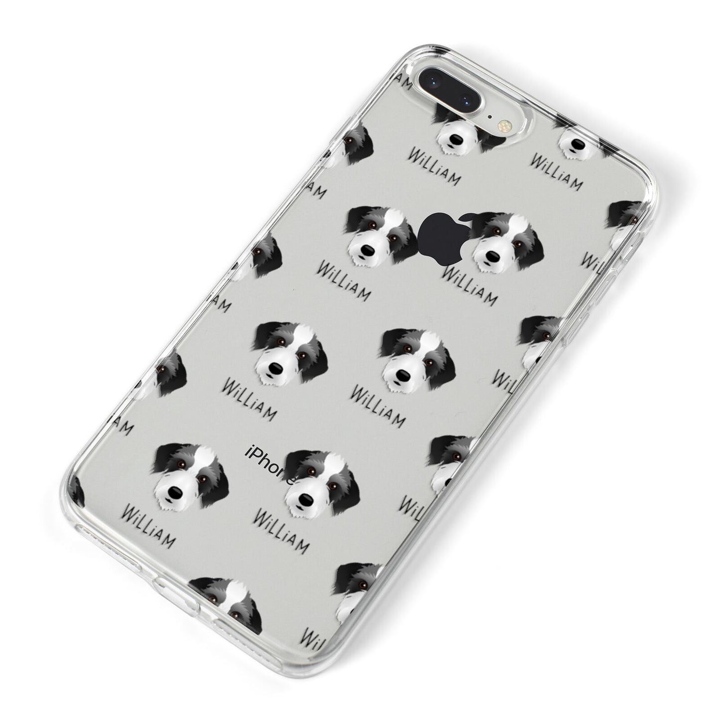 Bedlington Whippet Icon with Name iPhone 8 Plus Bumper Case on Silver iPhone Alternative Image