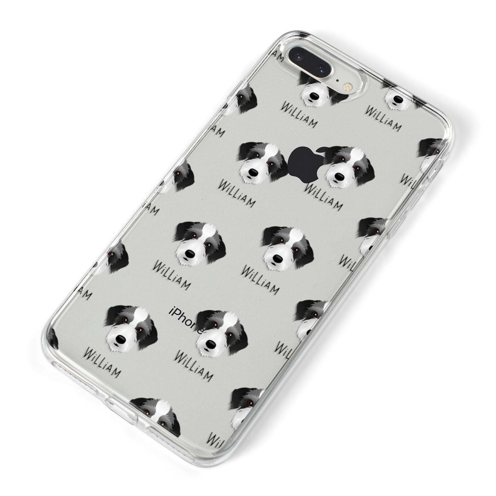 Bedlington Whippet Icon with Name iPhone 8 Plus Bumper Case on Silver iPhone Alternative Image