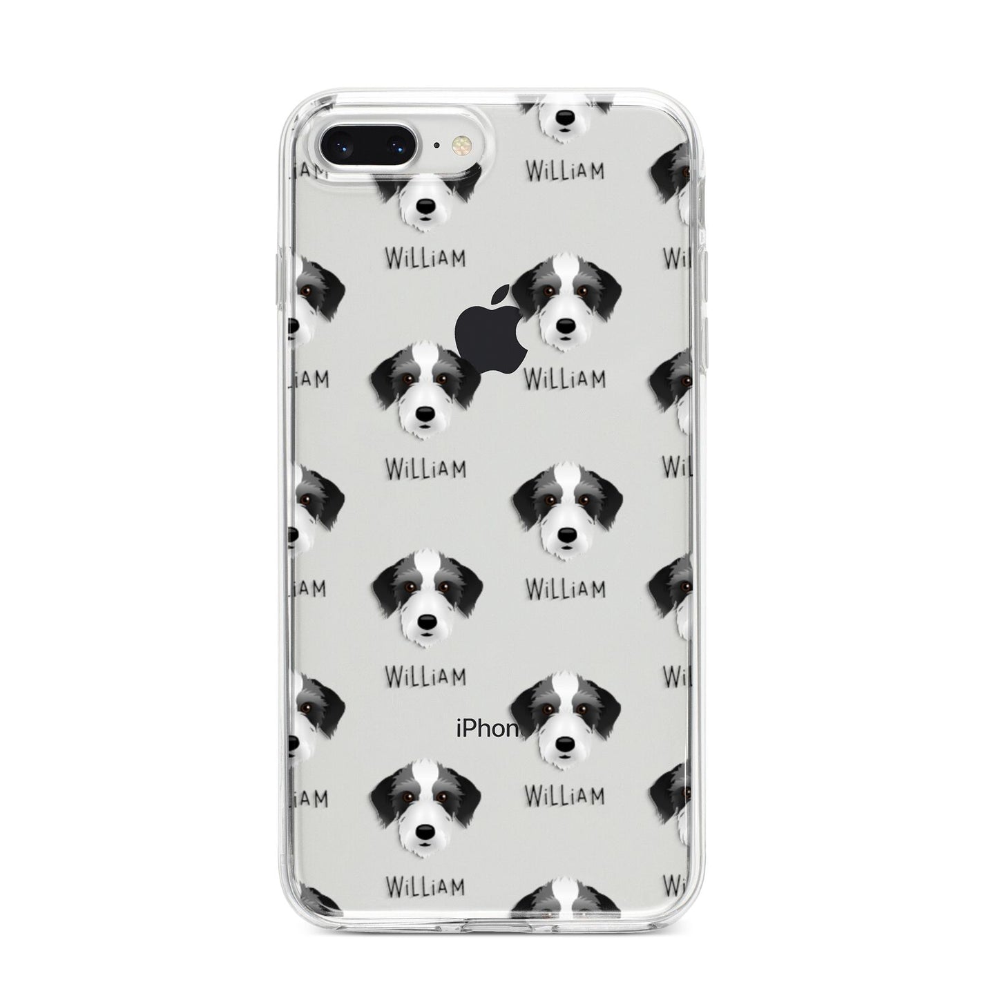 Bedlington Whippet Icon with Name iPhone 8 Plus Bumper Case on Silver iPhone