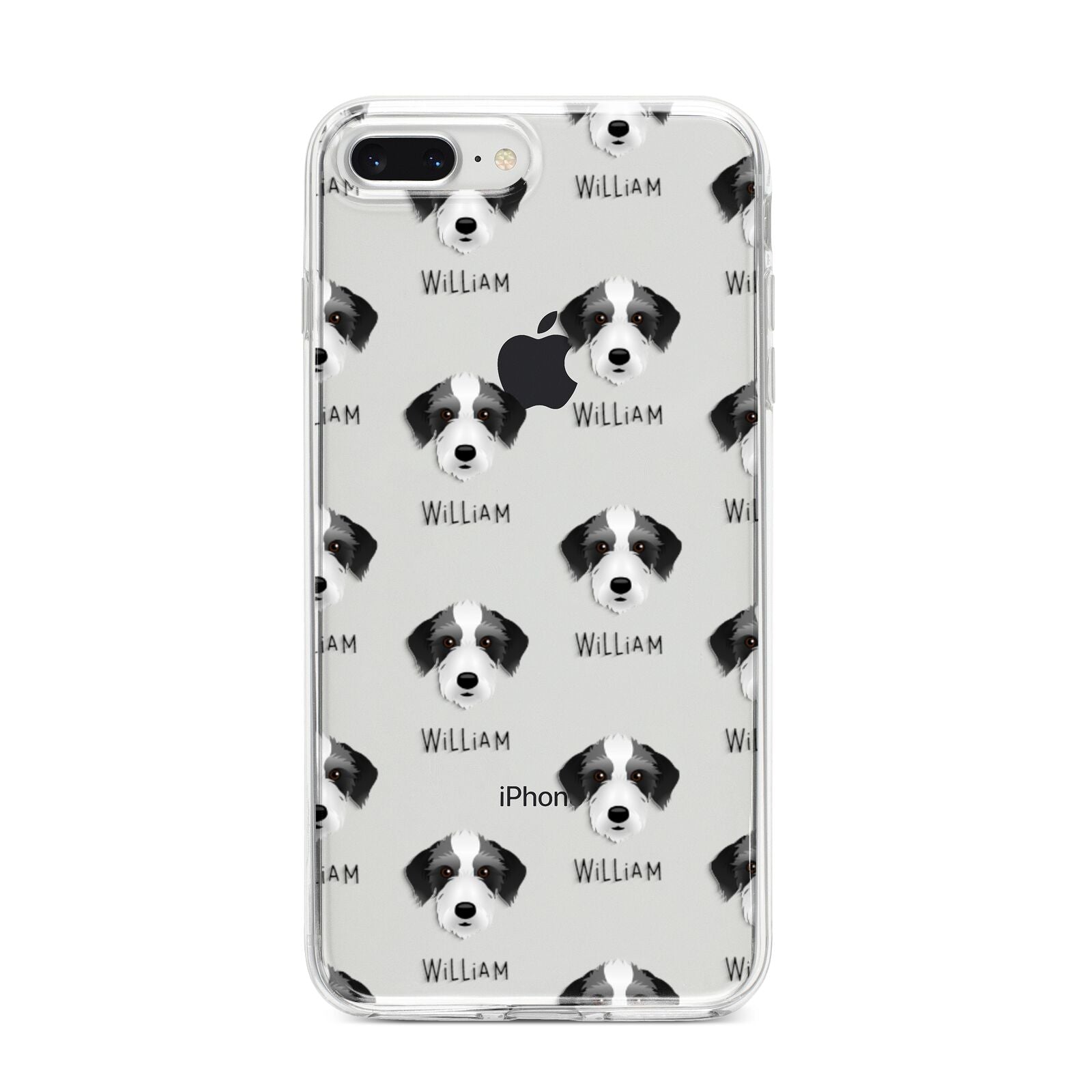 Bedlington Whippet Icon with Name iPhone 8 Plus Bumper Case on Silver iPhone
