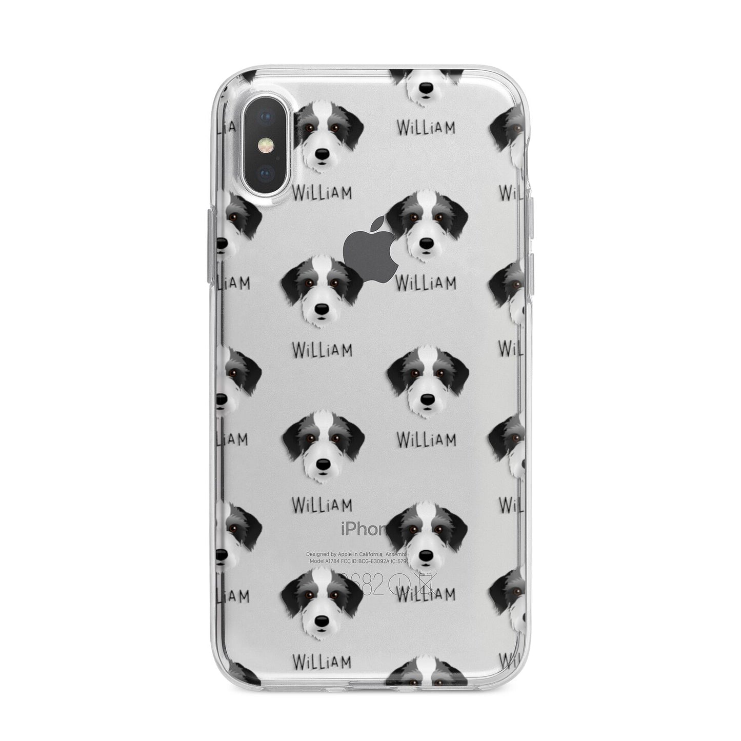 Bedlington Whippet Icon with Name iPhone X Bumper Case on Silver iPhone Alternative Image 1