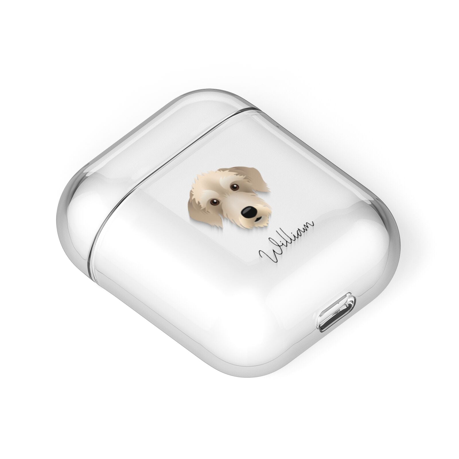 Bedlington Whippet Personalised AirPods Case Laid Flat