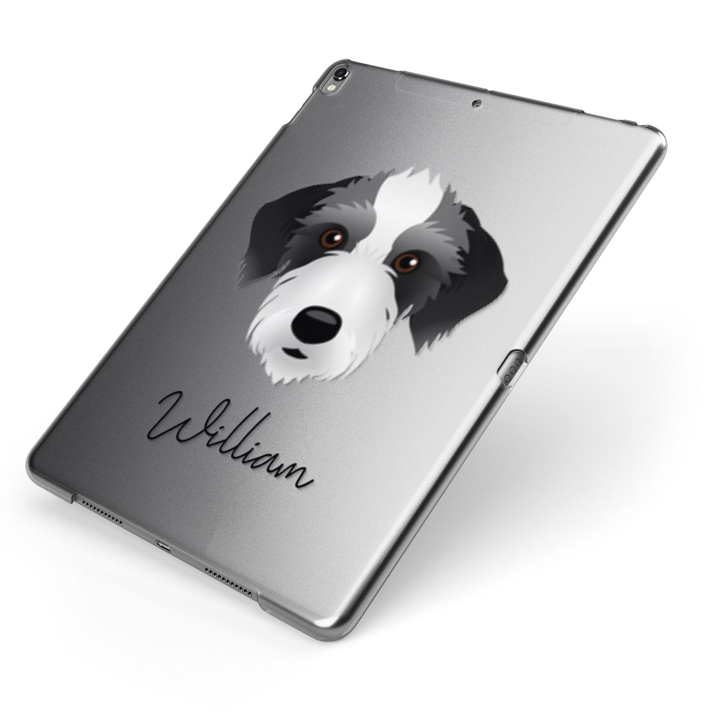 Bedlington Whippet Personalised Apple iPad Case on Grey iPad Side View