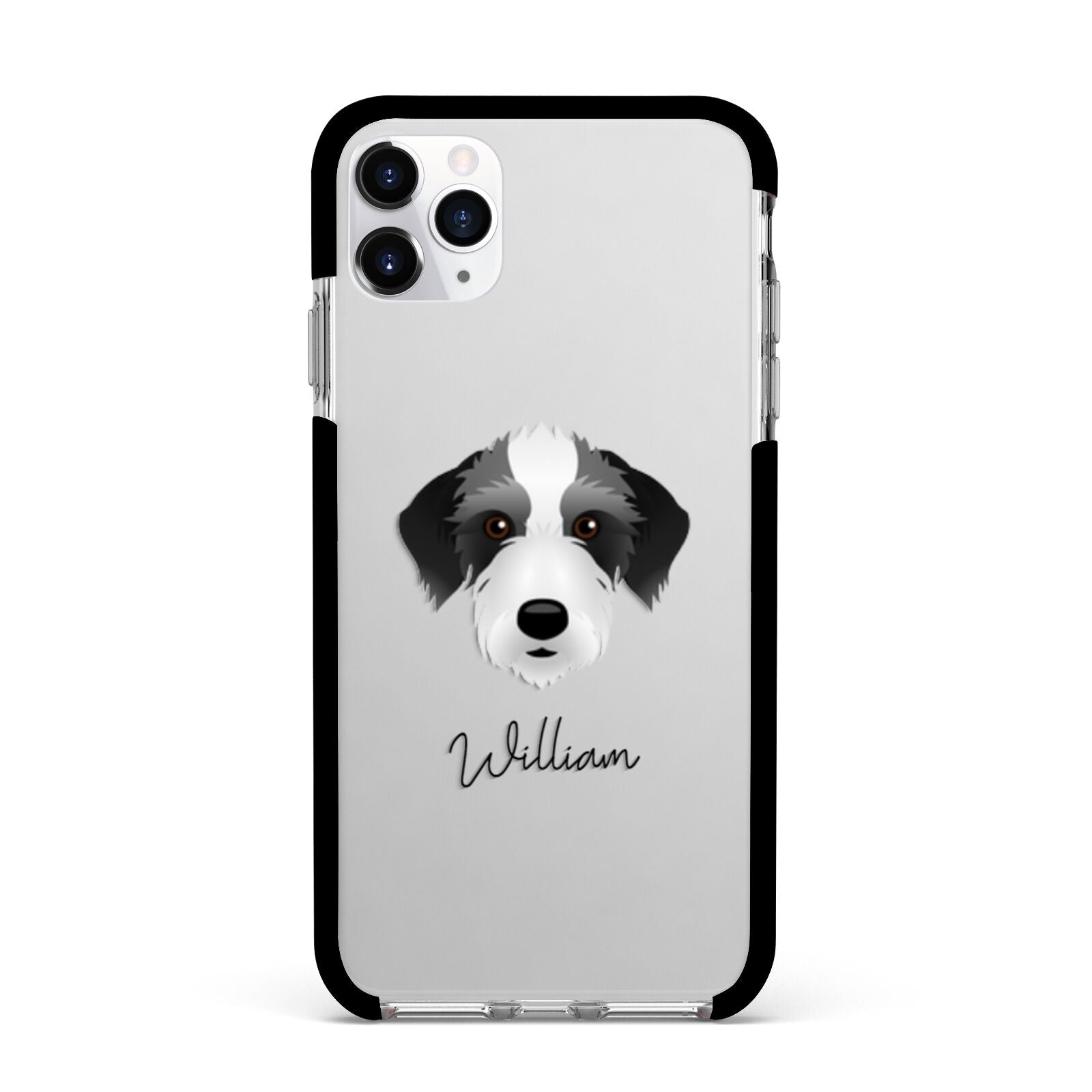 Bedlington Whippet Personalised Apple iPhone 11 Pro Max in Silver with Black Impact Case
