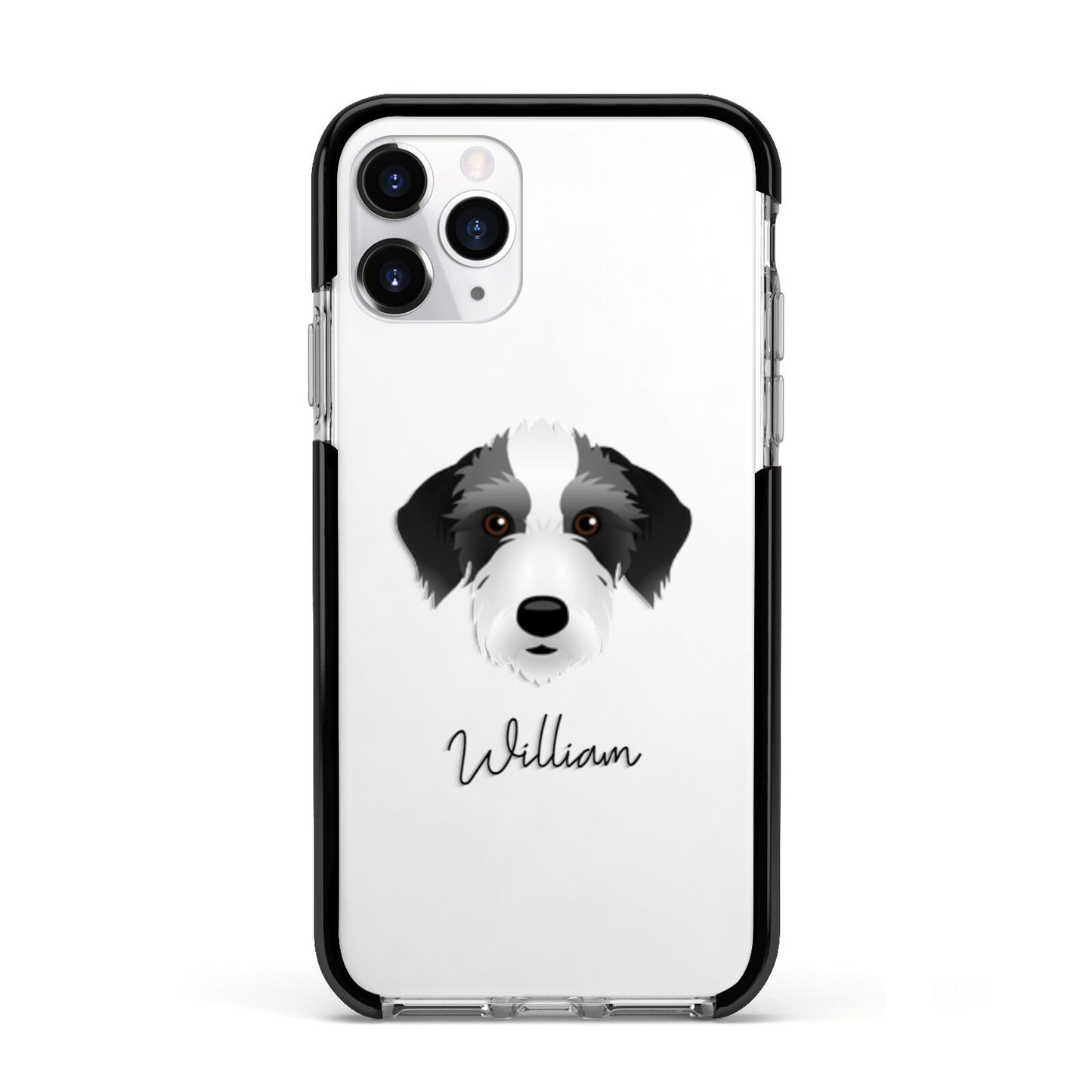 Bedlington Whippet Personalised Apple iPhone 11 Pro in Silver with Black Impact Case