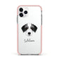 Bedlington Whippet Personalised Apple iPhone 11 Pro in Silver with Pink Impact Case