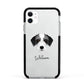 Bedlington Whippet Personalised Apple iPhone 11 in White with Black Impact Case