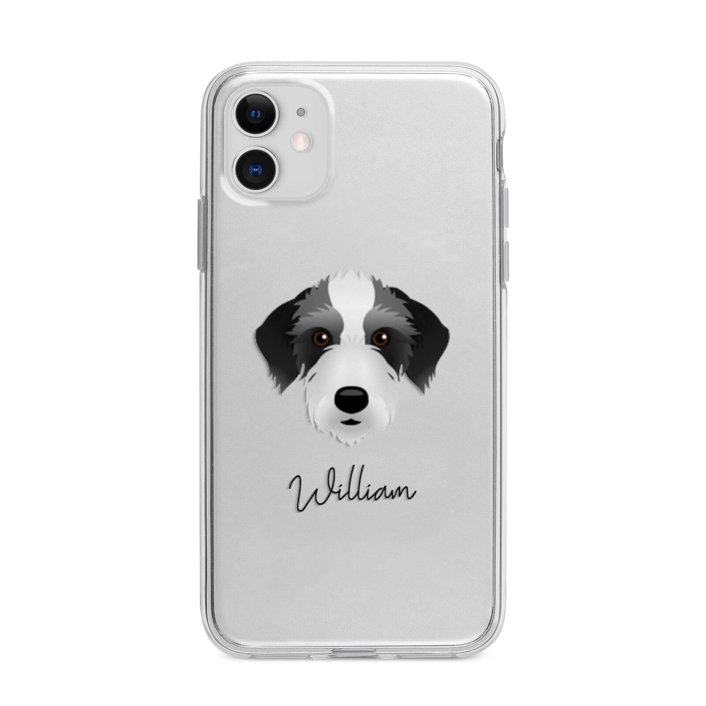 Bedlington Whippet Personalised Apple iPhone 11 in White with Bumper Case