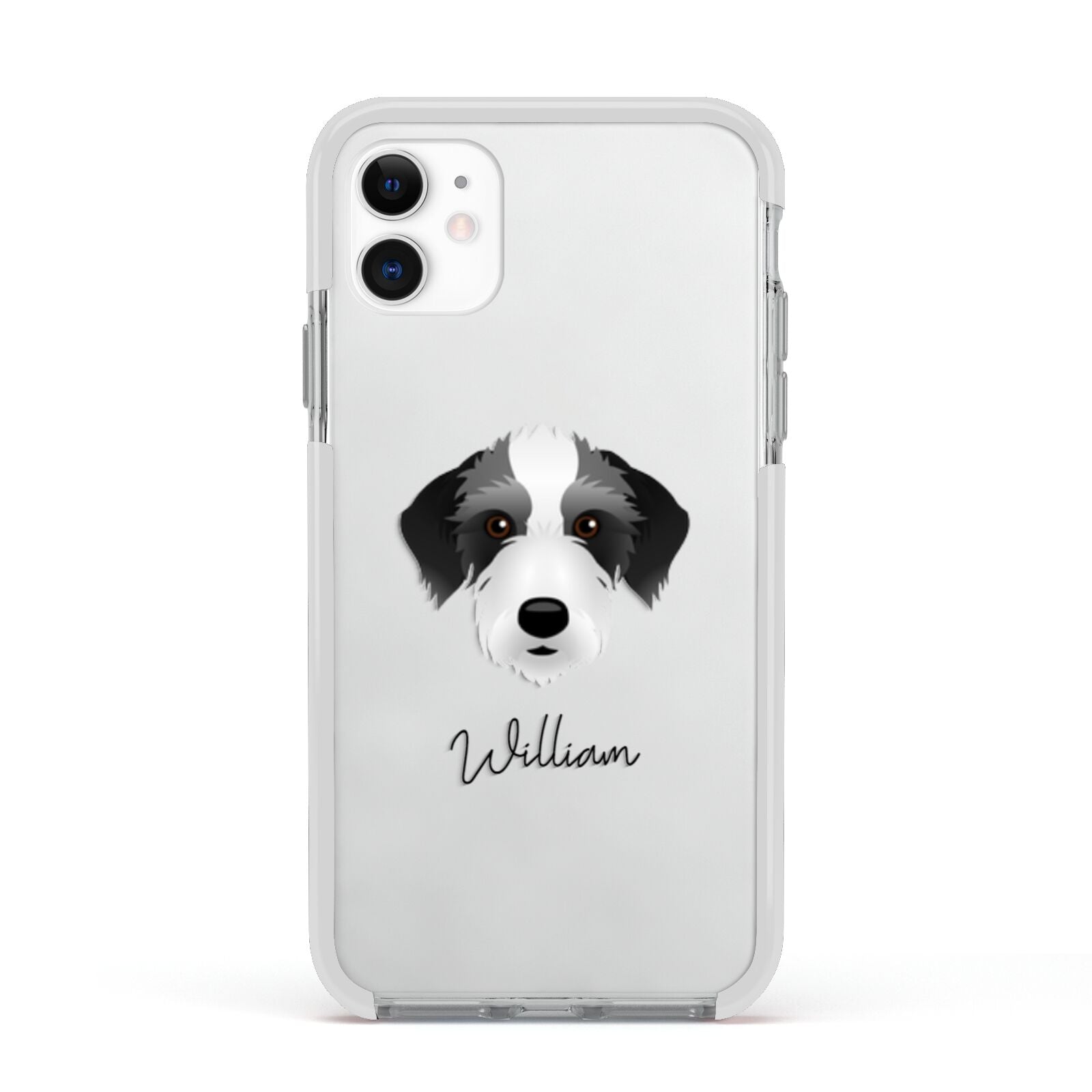 Bedlington Whippet Personalised Apple iPhone 11 in White with White Impact Case