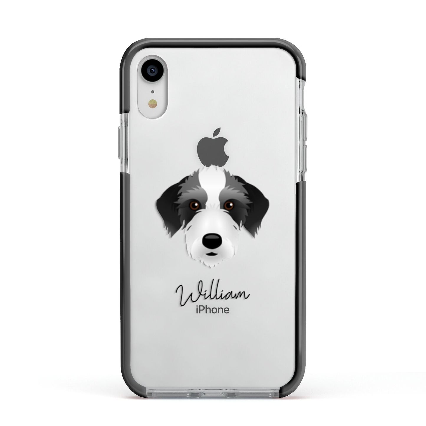 Bedlington Whippet Personalised Apple iPhone XR Impact Case Black Edge on Silver Phone