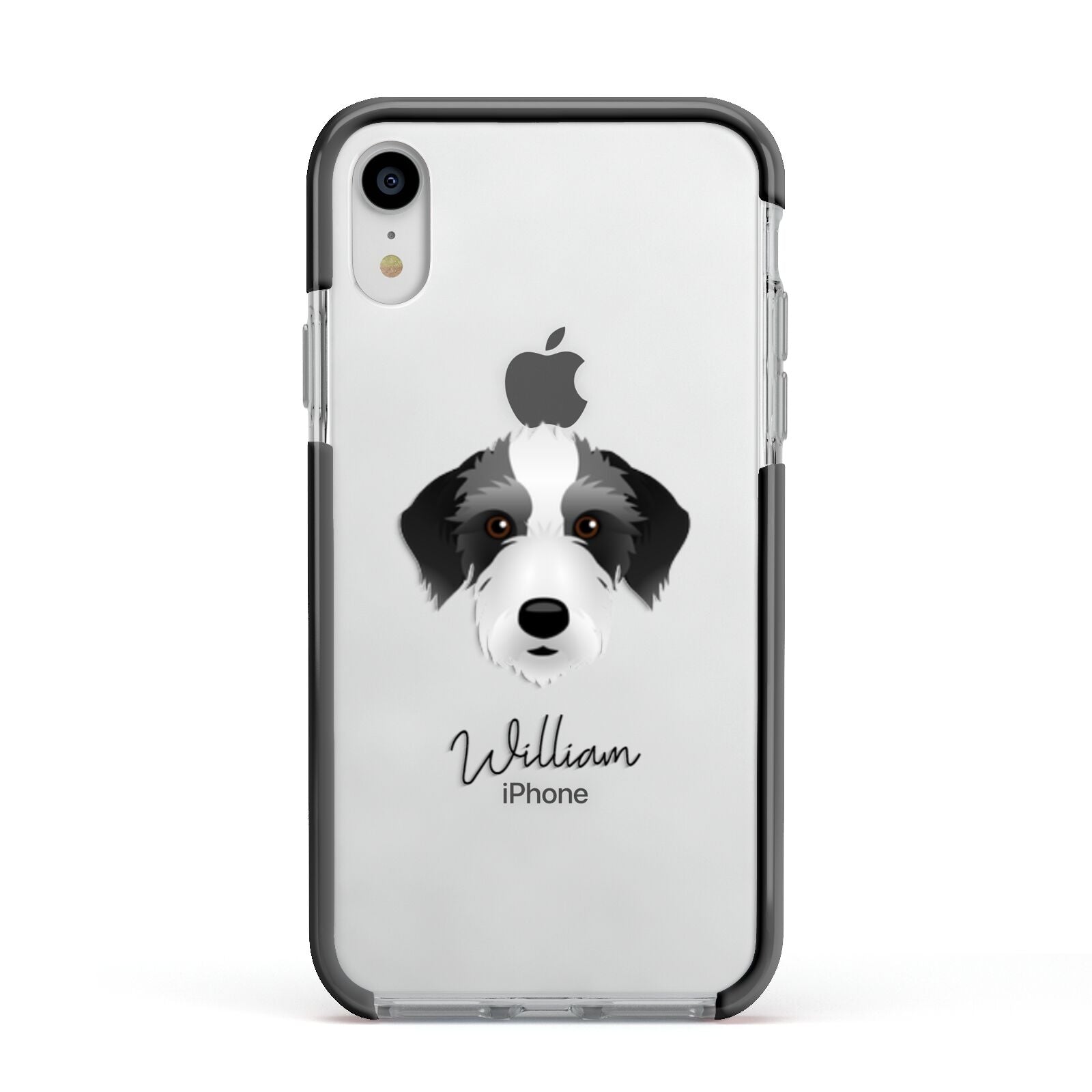 Bedlington Whippet Personalised Apple iPhone XR Impact Case Black Edge on Silver Phone