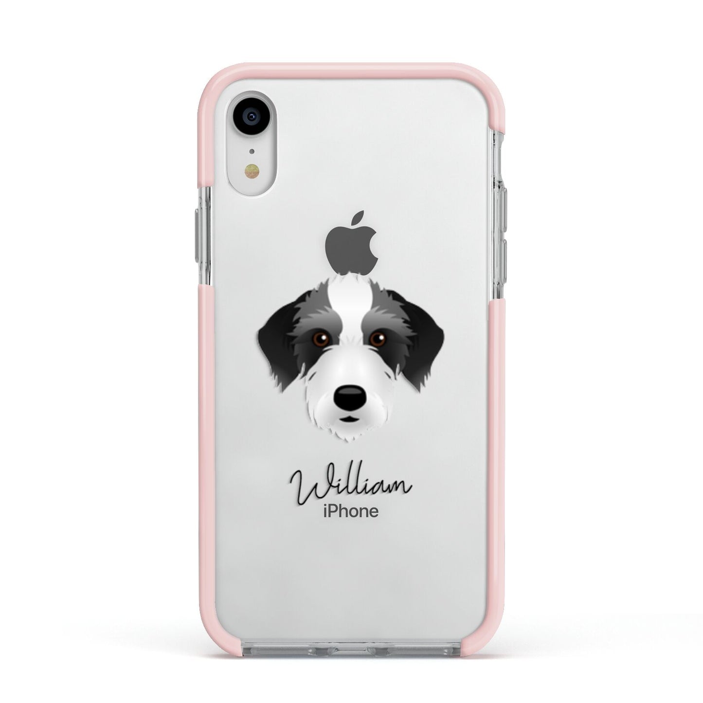 Bedlington Whippet Personalised Apple iPhone XR Impact Case Pink Edge on Silver Phone