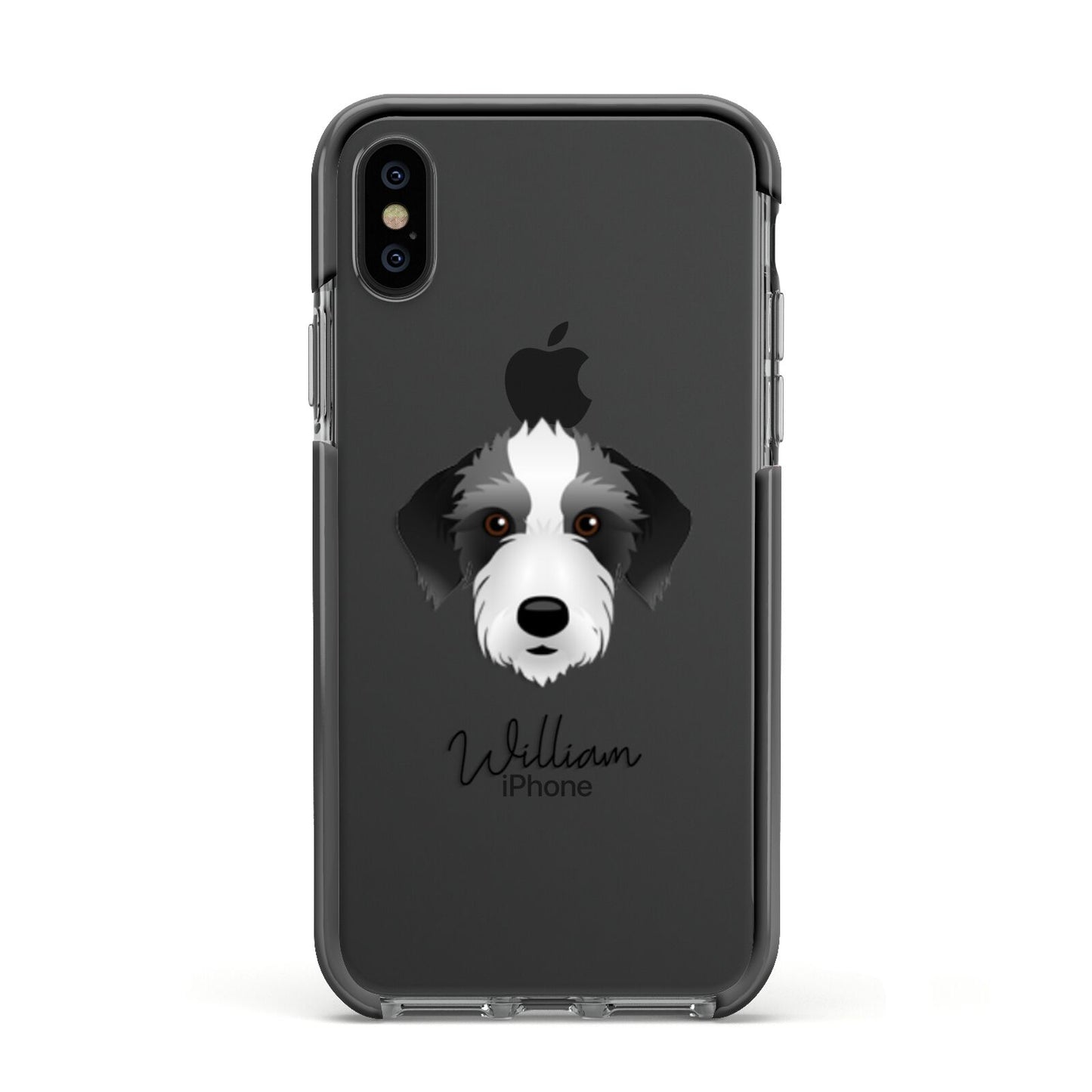Bedlington Whippet Personalised Apple iPhone Xs Impact Case Black Edge on Black Phone