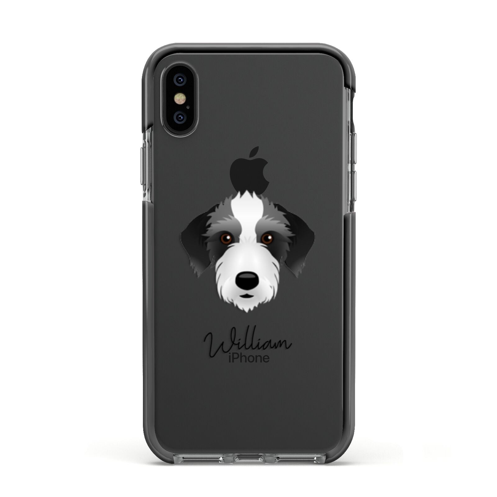 Bedlington Whippet Personalised Apple iPhone Xs Impact Case Black Edge on Black Phone