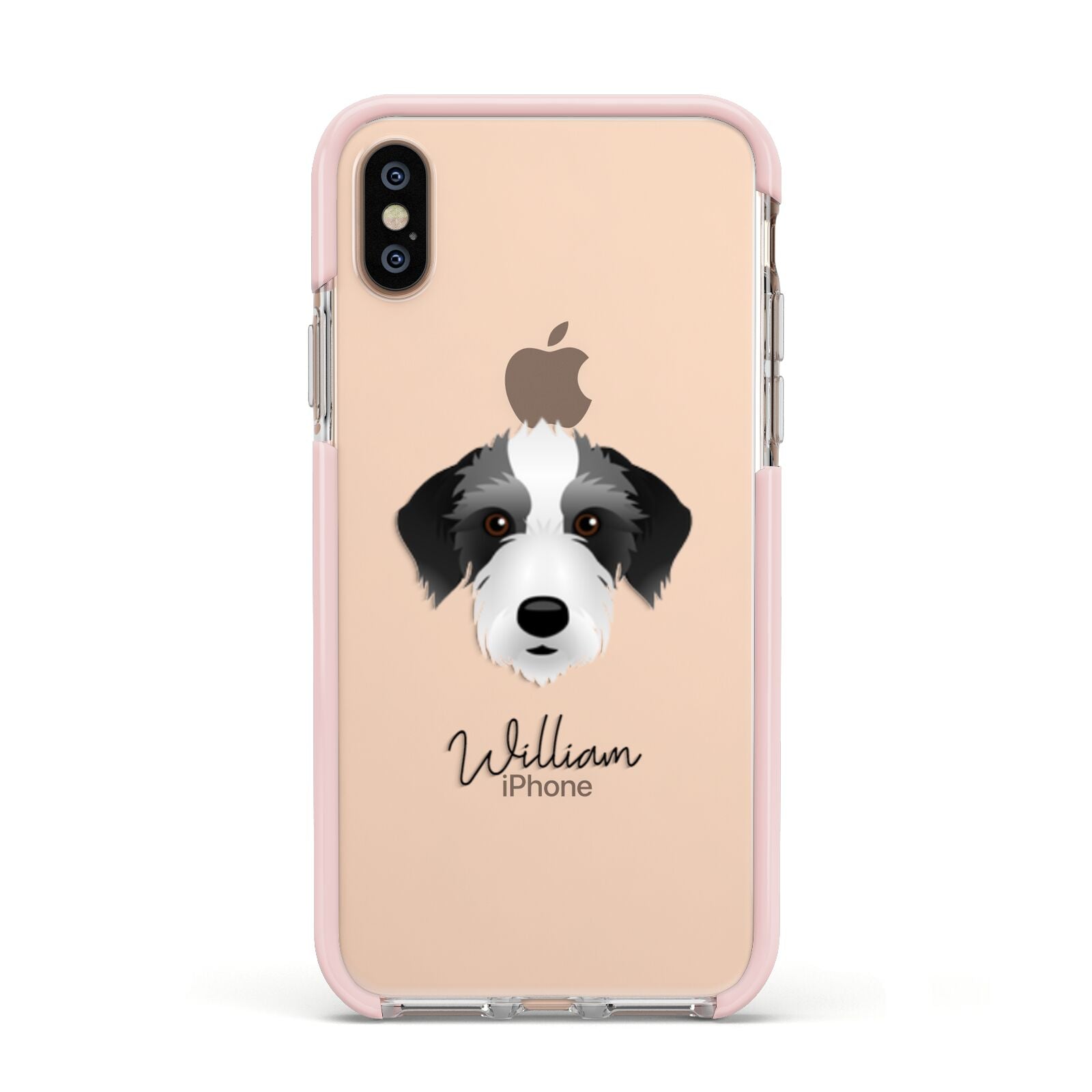 Bedlington Whippet Personalised Apple iPhone Xs Impact Case Pink Edge on Gold Phone