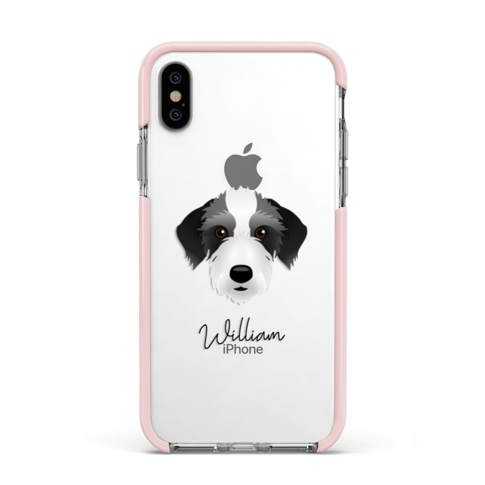 Bedlington Whippet Personalised Apple iPhone Xs Impact Case Pink Edge on Silver Phone