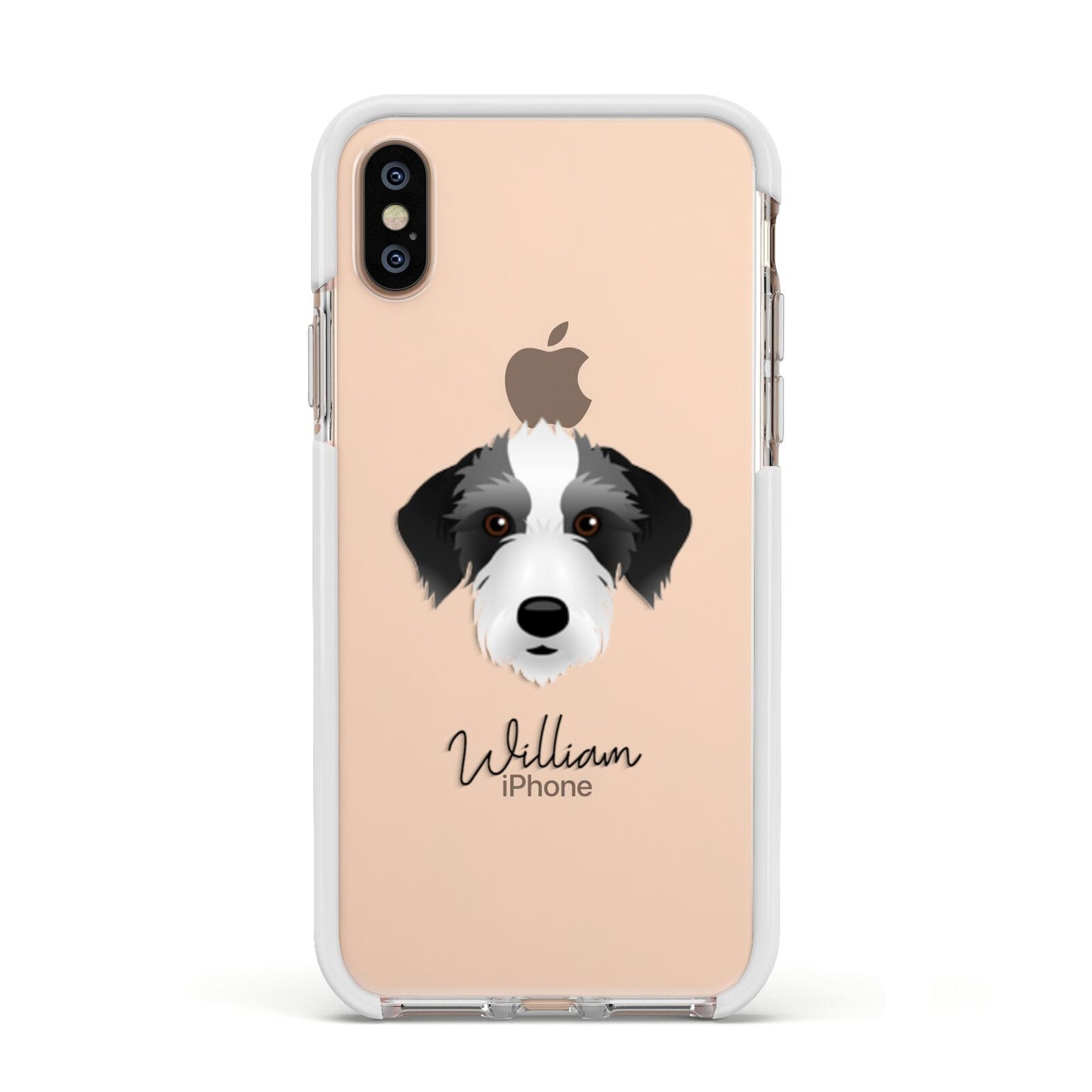 Bedlington Whippet Personalised Apple iPhone Xs Impact Case White Edge on Gold Phone