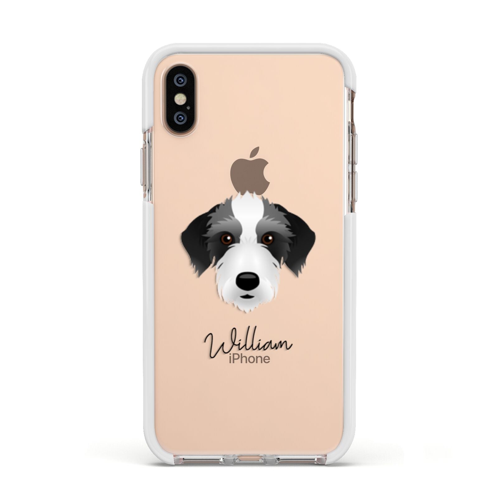 Bedlington Whippet Personalised Apple iPhone Xs Impact Case White Edge on Gold Phone