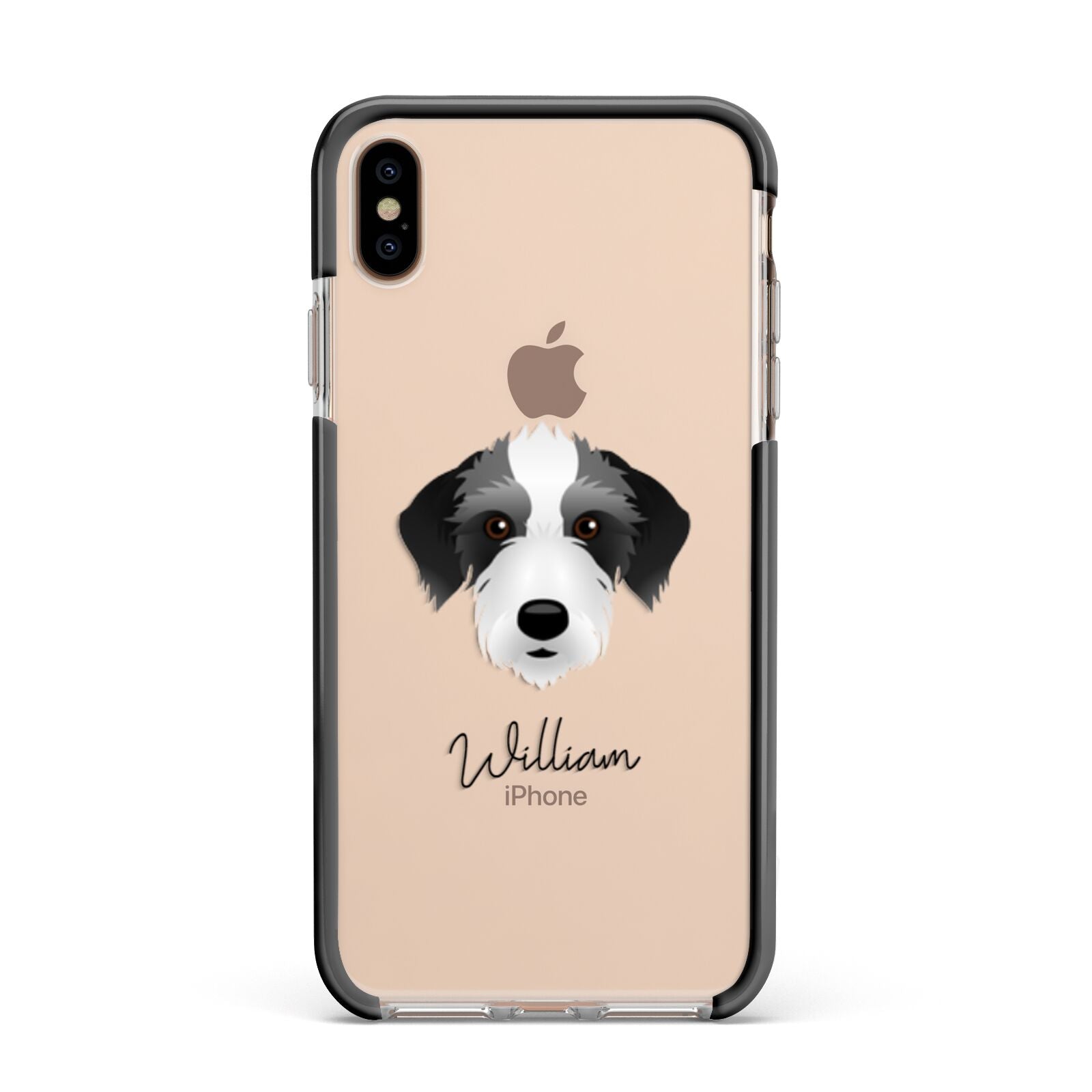 Bedlington Whippet Personalised Apple iPhone Xs Max Impact Case Black Edge on Gold Phone