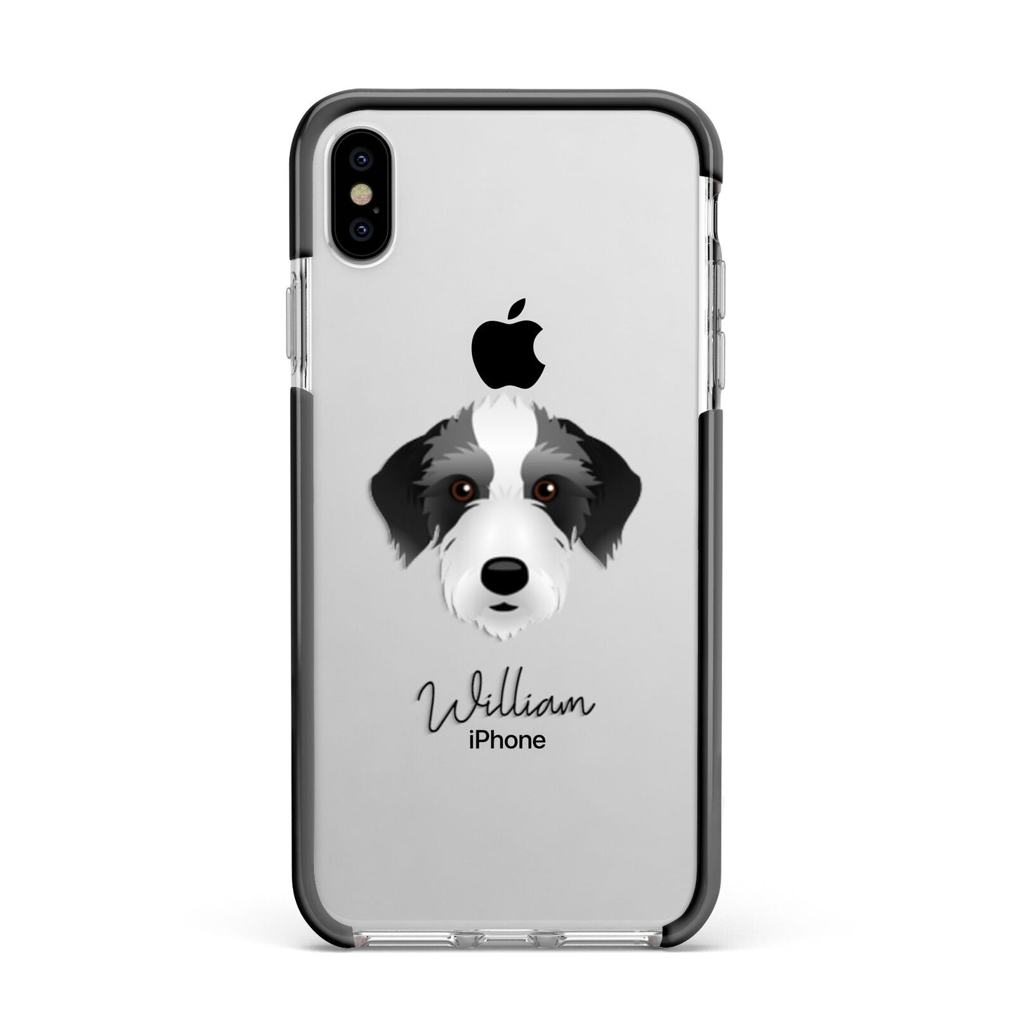 Bedlington Whippet Personalised Apple iPhone Xs Max Impact Case Black Edge on Silver Phone