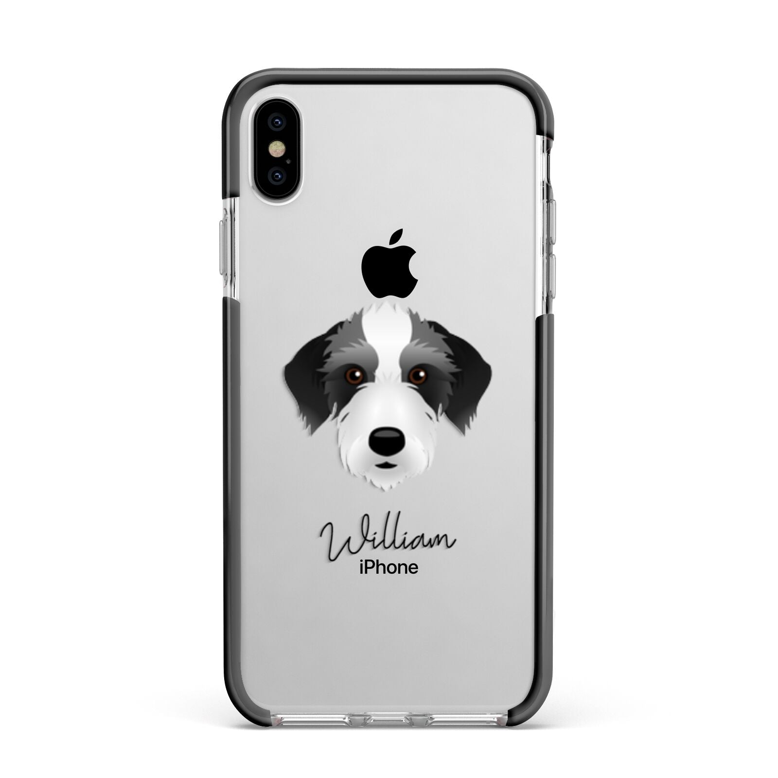 Bedlington Whippet Personalised Apple iPhone Xs Max Impact Case Black Edge on Silver Phone