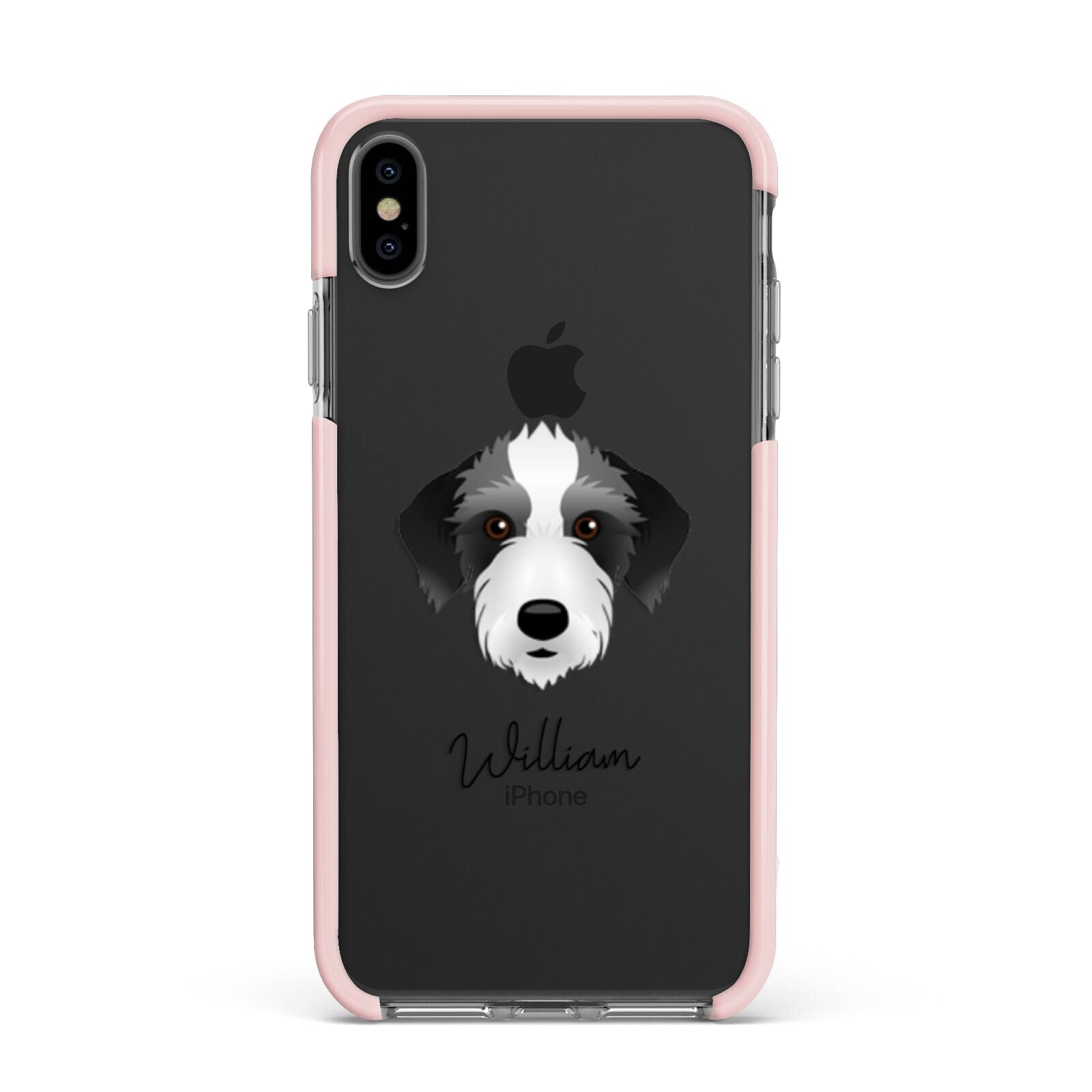 Bedlington Whippet Personalised Apple iPhone Xs Max Impact Case Pink Edge on Black Phone