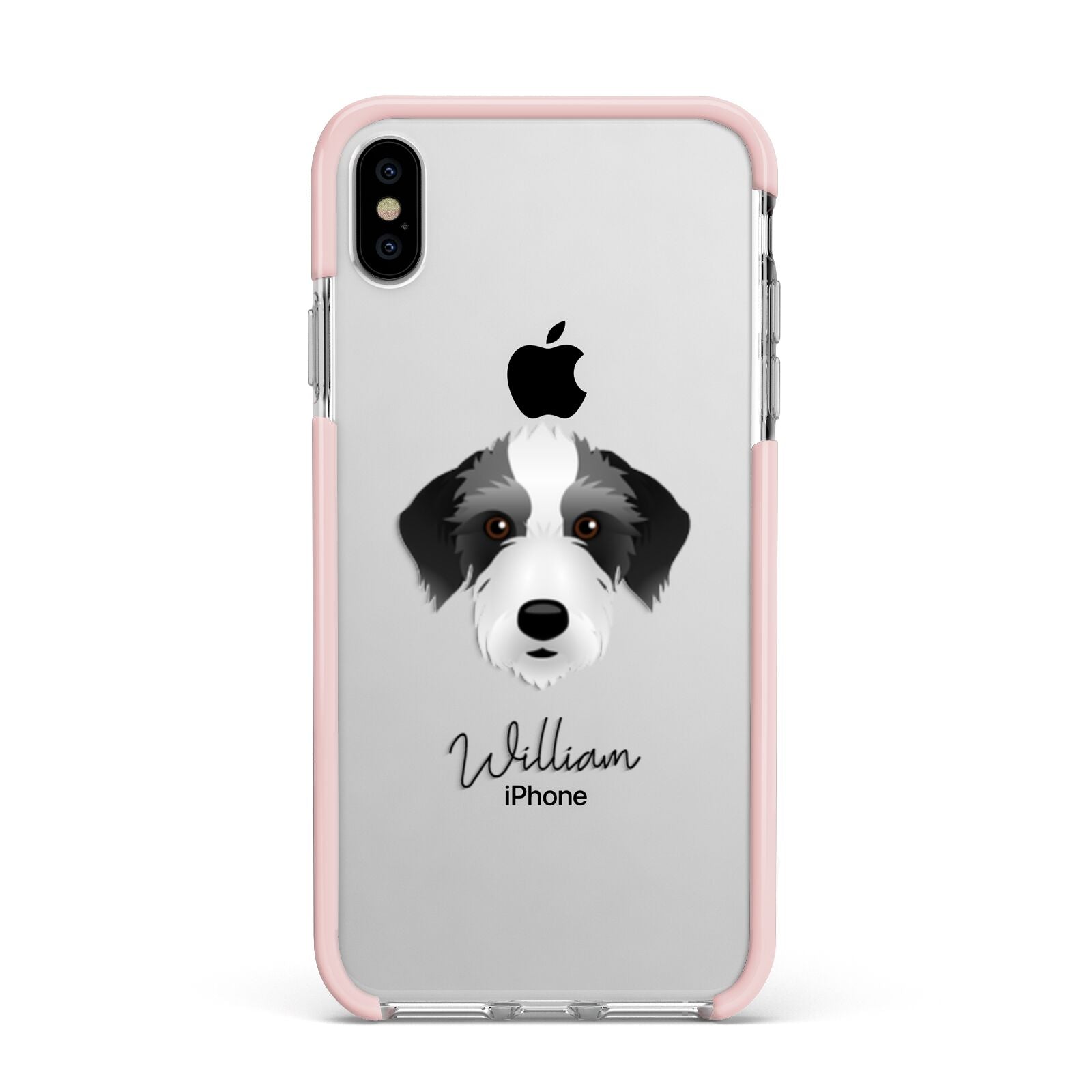 Bedlington Whippet Personalised Apple iPhone Xs Max Impact Case Pink Edge on Silver Phone