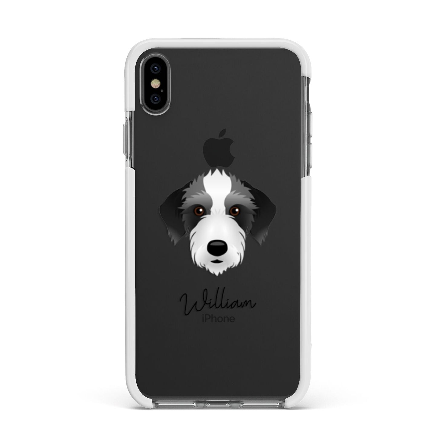 Bedlington Whippet Personalised Apple iPhone Xs Max Impact Case White Edge on Black Phone
