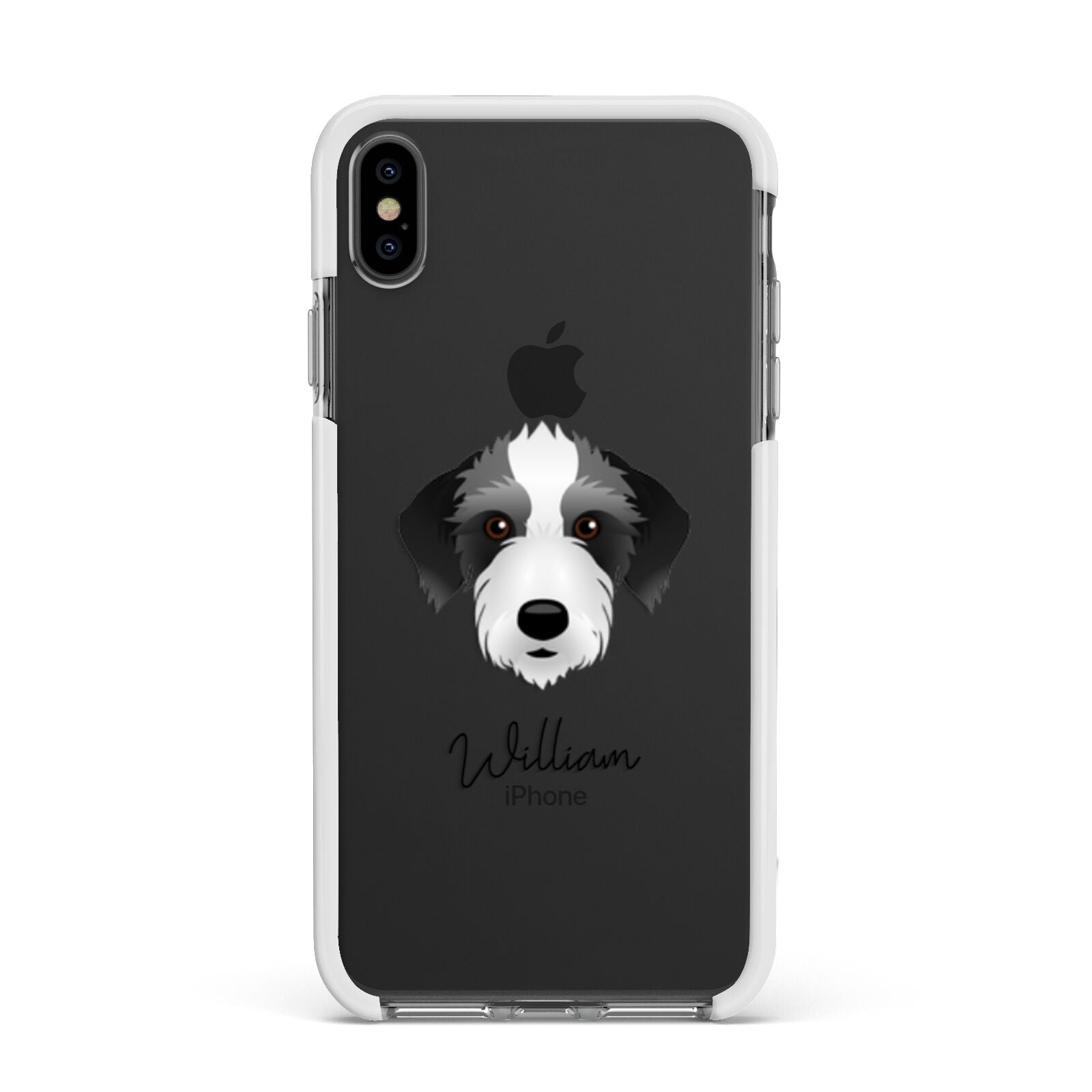Bedlington Whippet Personalised Apple iPhone Xs Max Impact Case White Edge on Black Phone