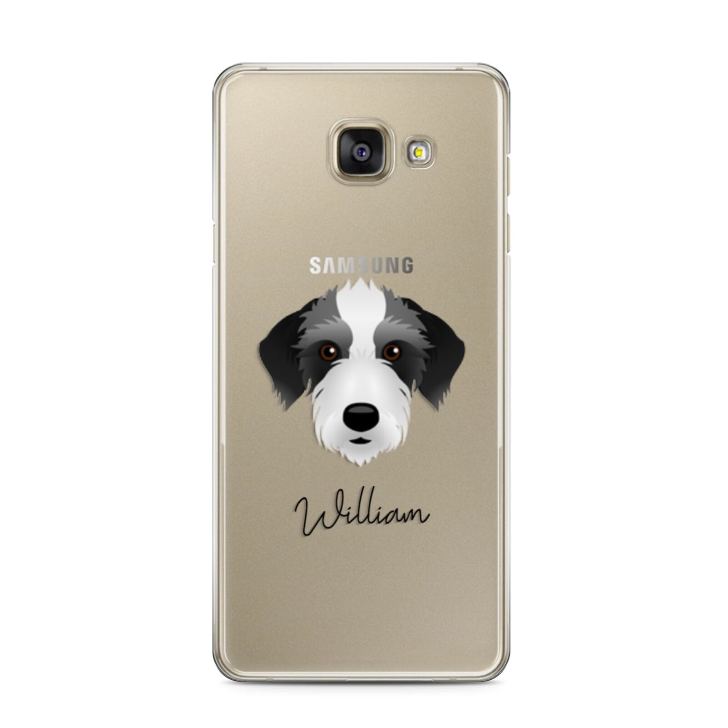 Bedlington Whippet Personalised Samsung Galaxy A3 2016 Case on gold phone
