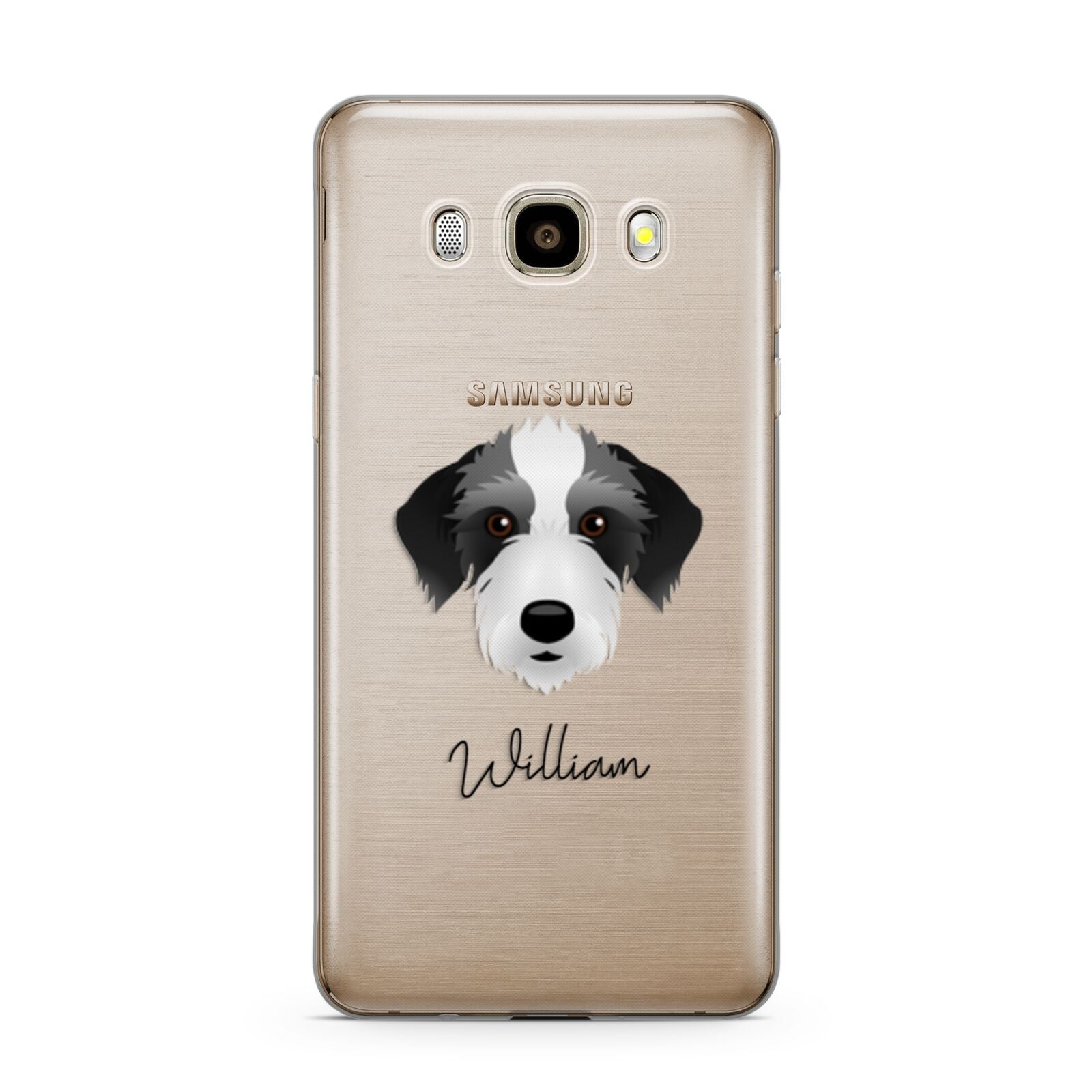 Bedlington Whippet Personalised Samsung Galaxy J7 2016 Case on gold phone