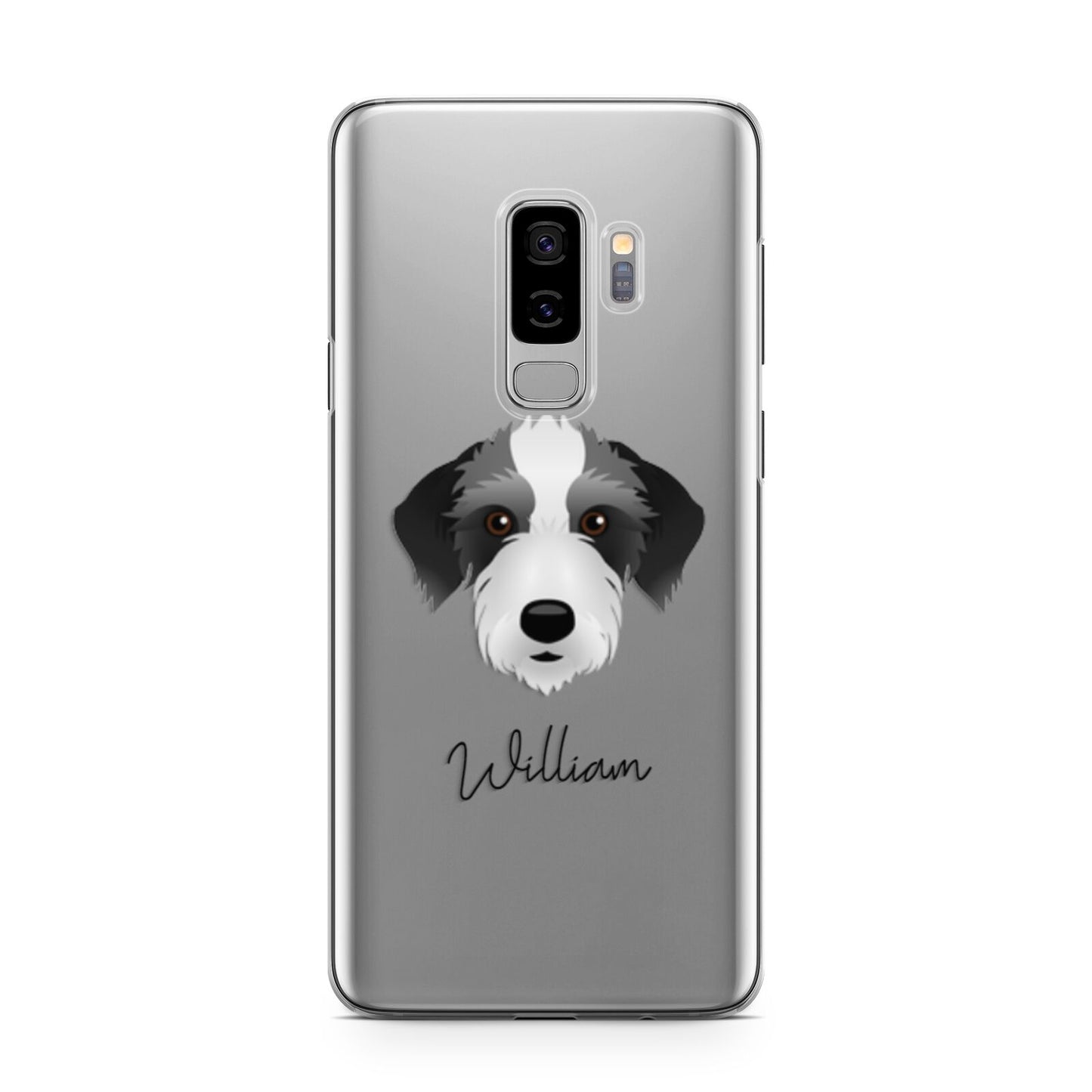 Bedlington Whippet Personalised Samsung Galaxy S9 Plus Case on Silver phone