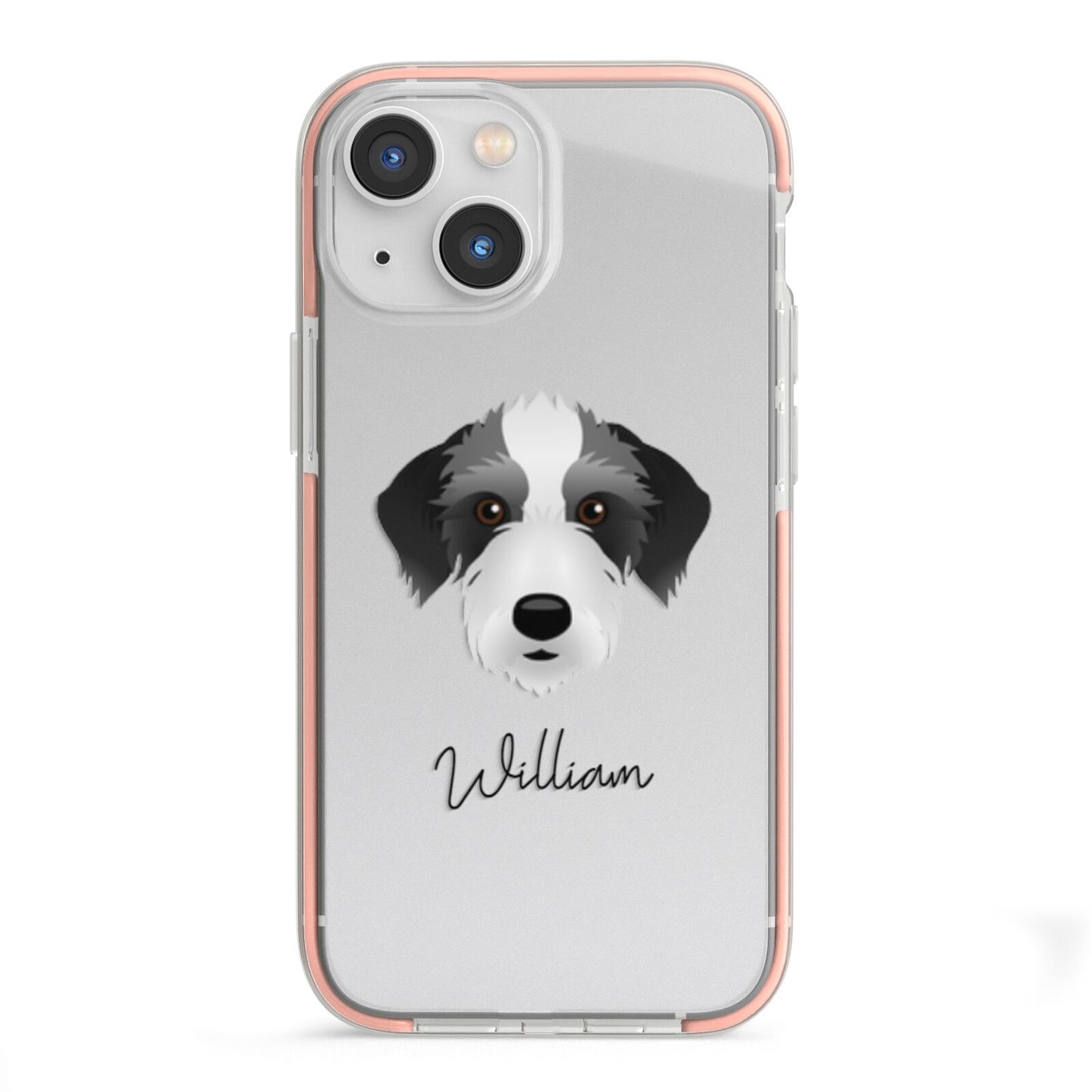 Bedlington Whippet Personalised iPhone 13 Mini TPU Impact Case with Pink Edges