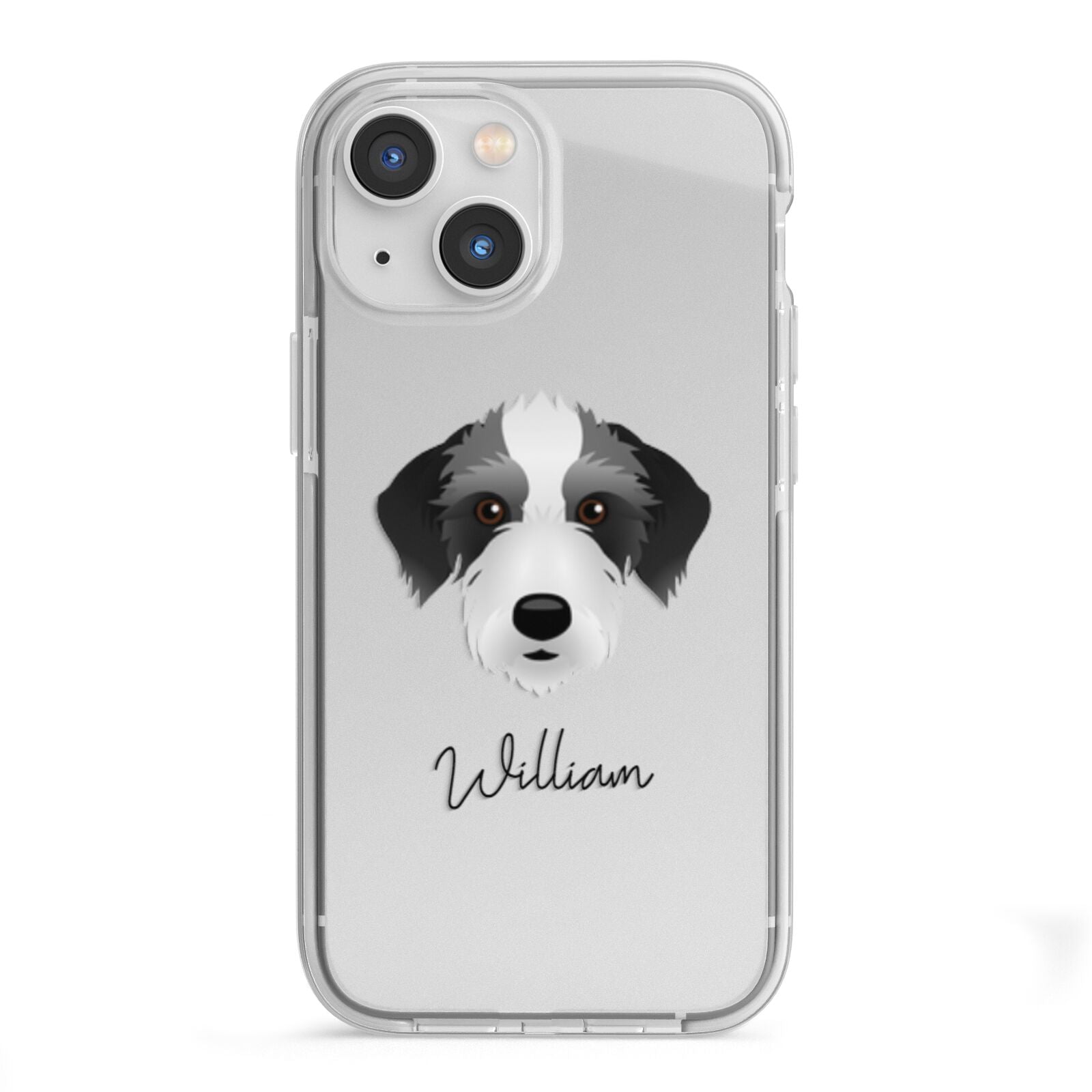 Bedlington Whippet Personalised iPhone 13 Mini TPU Impact Case with White Edges
