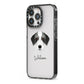 Bedlington Whippet Personalised iPhone 13 Pro Black Impact Case Side Angle on Silver phone