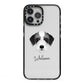 Bedlington Whippet Personalised iPhone 13 Pro Max Black Impact Case on Silver phone