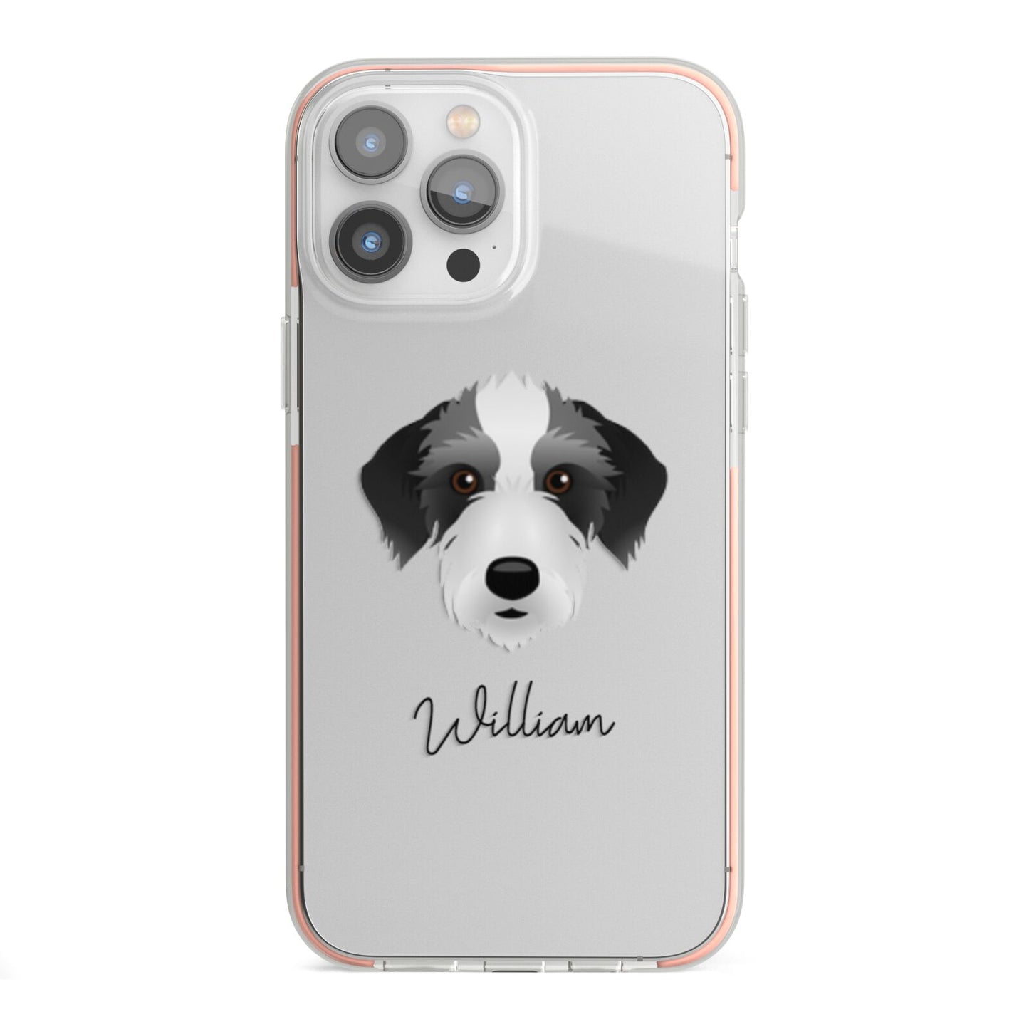 Bedlington Whippet Personalised iPhone 13 Pro Max TPU Impact Case with Pink Edges