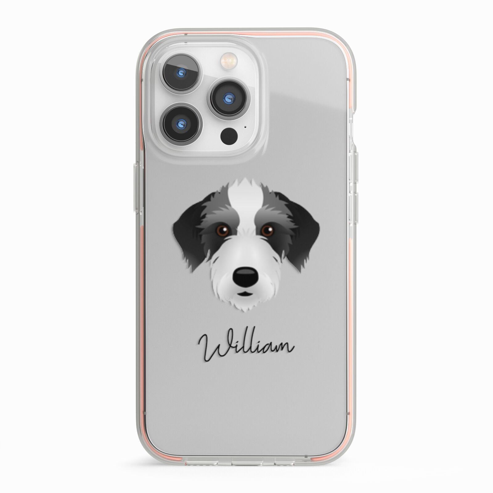 Bedlington Whippet Personalised iPhone 13 Pro TPU Impact Case with Pink Edges